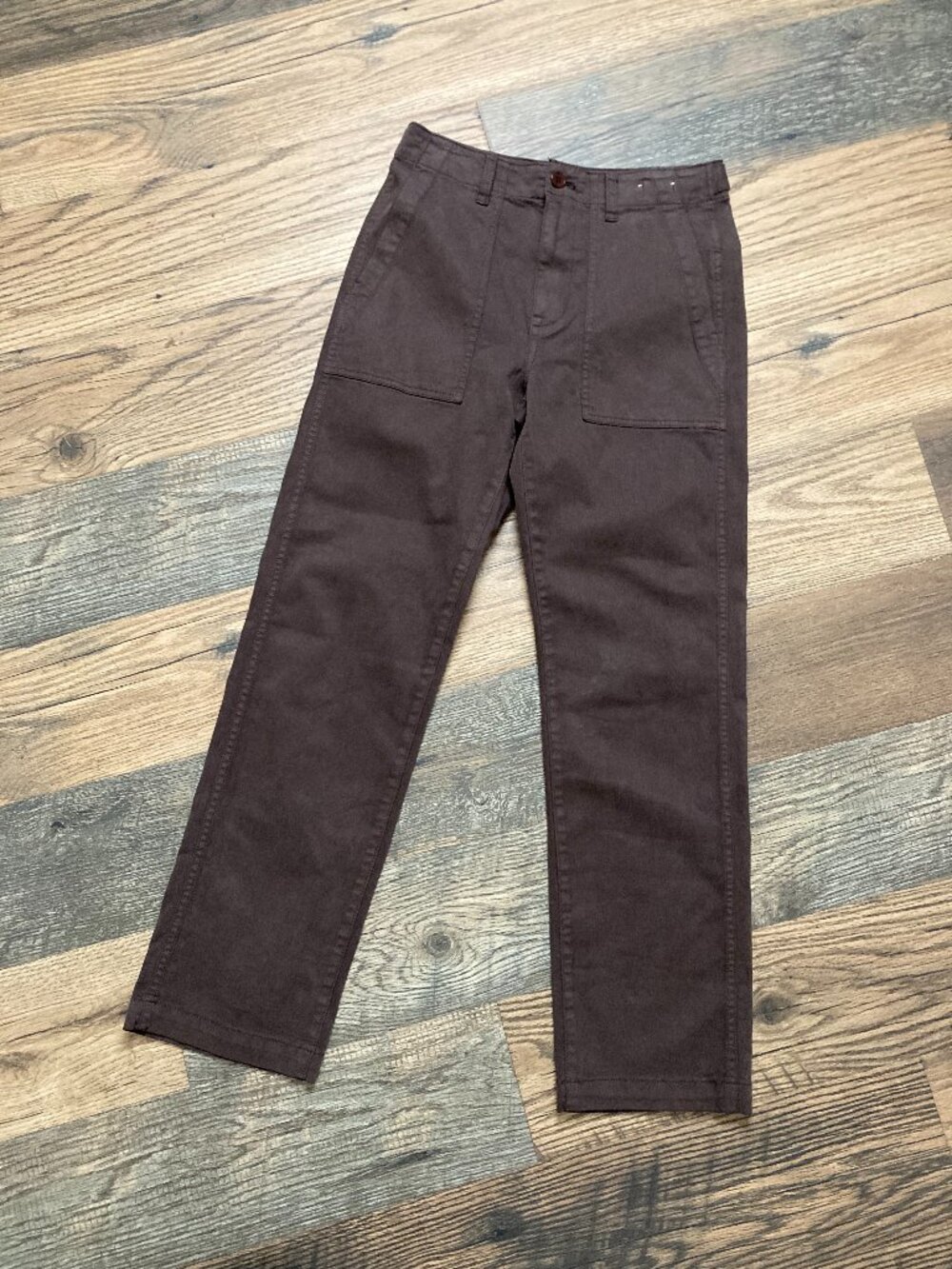 Madewell NWT Utility Straight-Leg Pants Size 24  L 28 Chocolate Brown Trousers